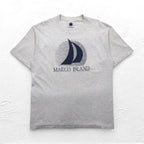 ISLAND GEAR 90s USA made single stitch print T-shirt XL grey cotton MARCO ISLAND