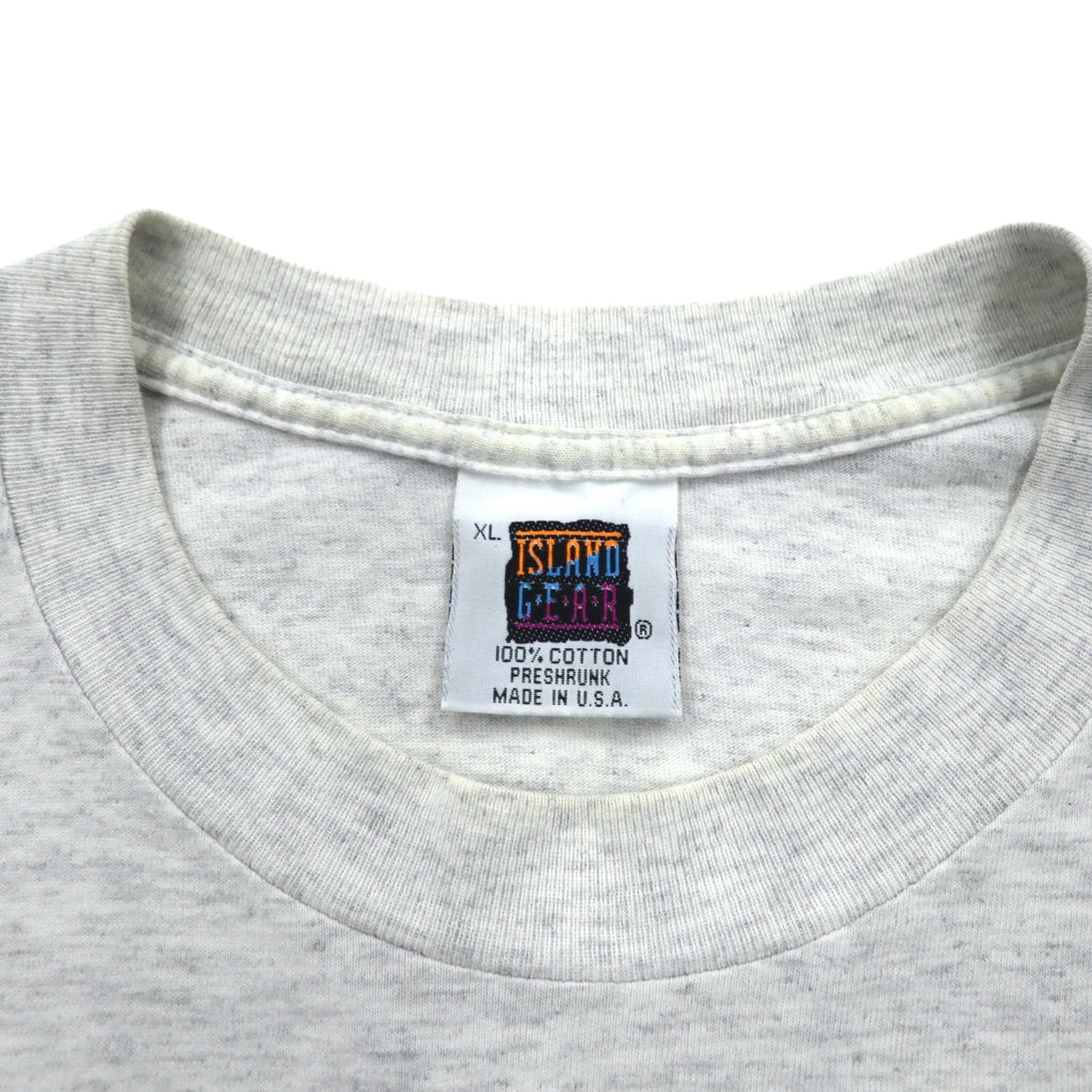 ISLAND GEAR 90s USA made single stitch print T-shirt XL grey cotton MARCO ISLAND