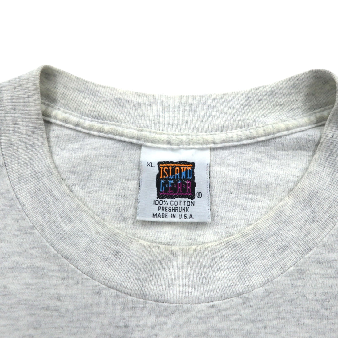 ISLAND GEAR 90s USA made single stitch print T-shirt XL grey cotton MARCO ISLAND