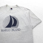 ISLAND GEAR 90s USA made single stitch print T-shirt XL grey cotton MARCO ISLAND