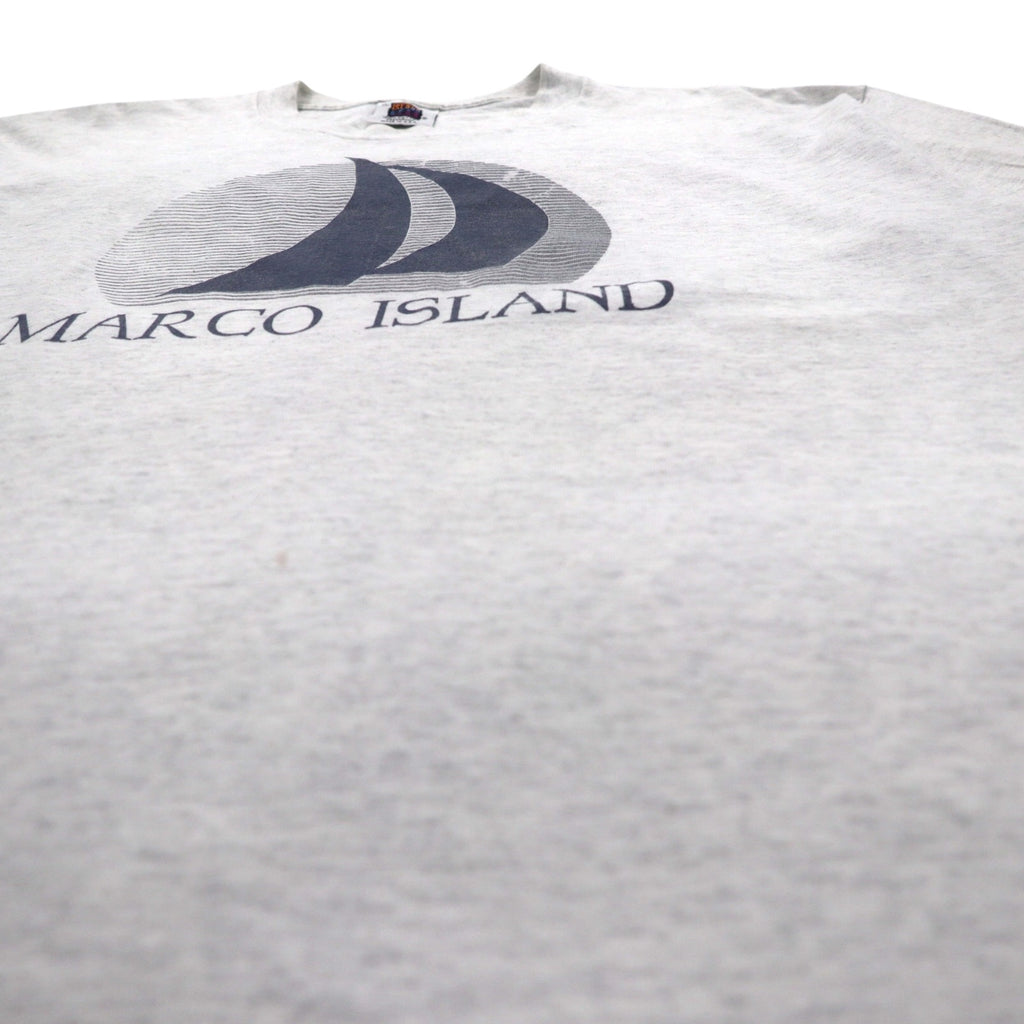 ISLAND GEAR 90s USA made single stitch print T-shirt XL grey cotton MARCO ISLAND