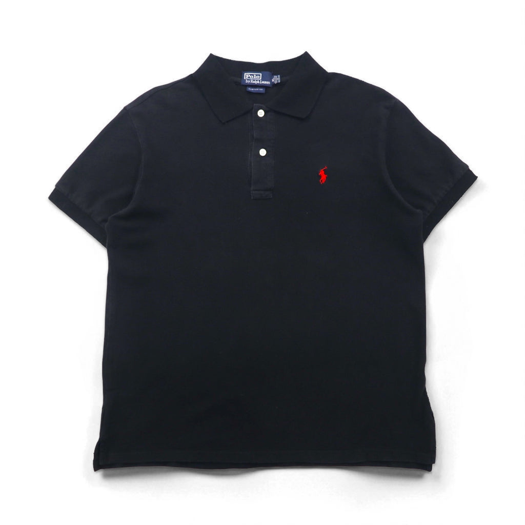 Polo by Ralph Lauren 90年代 ポロシャツ XL ブラック コットン 鹿の子 スモールポニー刺繍