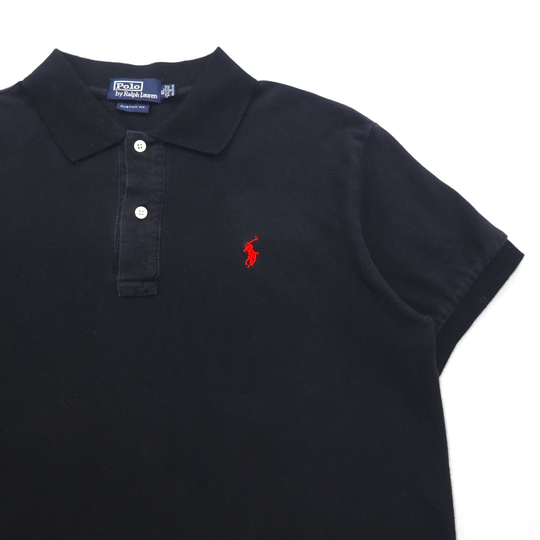 Polo by Ralph Lauren 90年代 ポロシャツ XL ブラック コットン 鹿の子 スモールポニー刺繍