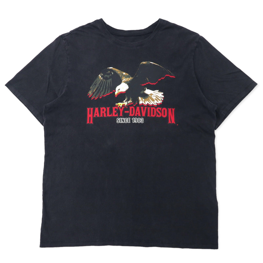 日本然リトテ-古着オンライン-HARLEY DAVIDSON ロゴプリント Tシャツ XL ブラック コットン 両面プリント-HARLEY DAVIDSON Logo Print T-Shirt XL Black Cotton Double Sided Print