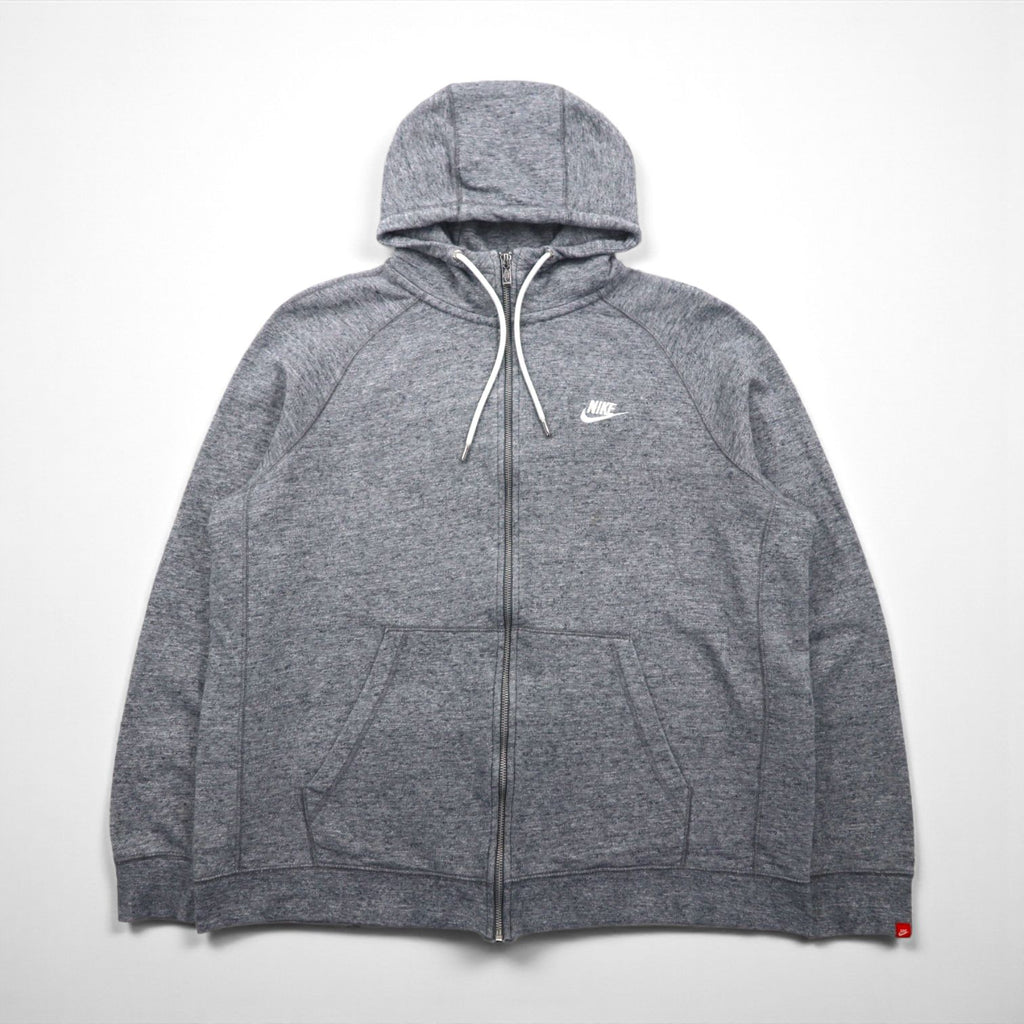 NIKE ジップパーカー XL グレー Legacy Hooded Sweatshirt ワンポイントロゴ 刺繍 805057-092