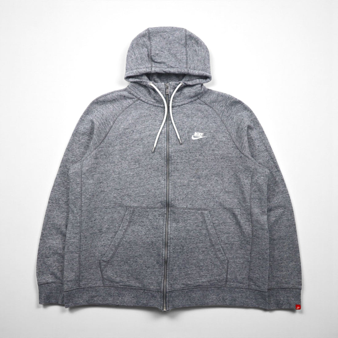NIKE ジップパーカー XL グレー Legacy Hooded Sweatshirt ワンポイントロゴ 刺繍 805057-092