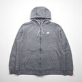 NIKE ジップパーカー XL グレー Legacy Hooded Sweatshirt ワンポイントロゴ 刺繍 805057-092