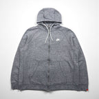 NIKE ジップパーカー XL グレー Legacy Hooded Sweatshirt ワンポイントロゴ 刺繍 805057-092