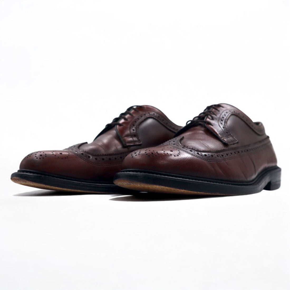 USA made VINTAGE UFCW full brogue medallion wingtip dress shoes 26cm brown leather Goodyear welt construction 29201M6
