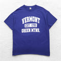 GILDAN College Print Ultra Cotton 3-Layer Print T-Shirt XL Blue Arch Logo Vermont Green MTNS