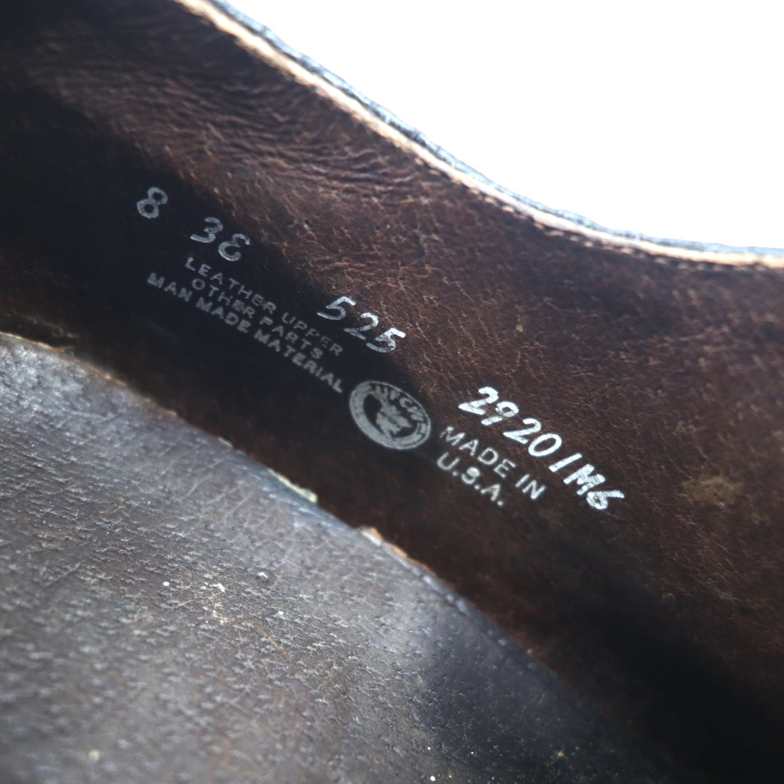 USA made VINTAGE UFCW full brogue medallion wingtip dress shoes 26cm brown leather Goodyear welt construction 29201M6