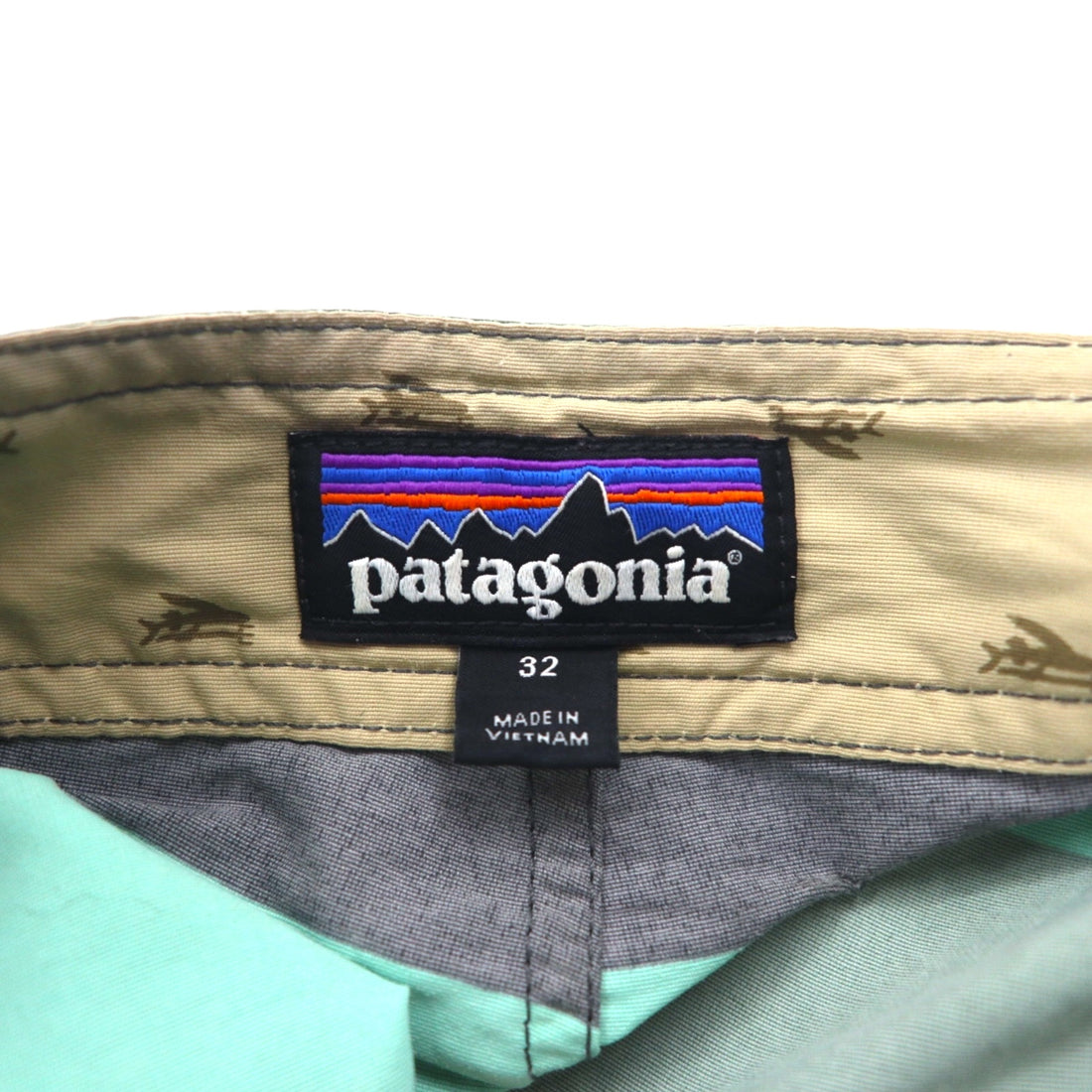patagonia ウェーブフェアラー ボードショーツ Wavefarer Board Shorts ショートパンツ M グリーン グレー ボーダー ナイロン 86621
