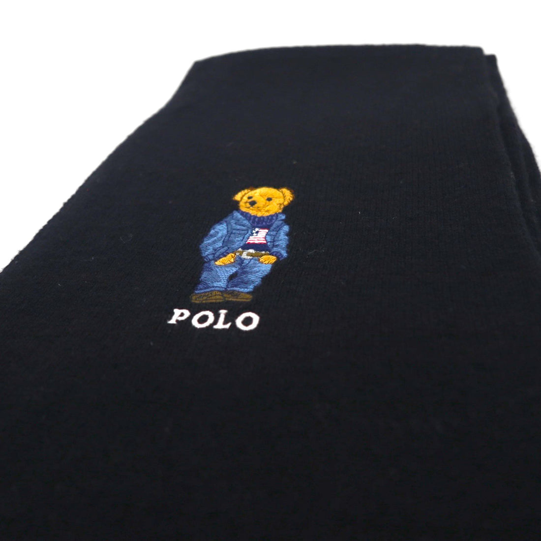 Polo Ralph Lauren ポロベア 刺繍 マフラー ネックウォーマー ブラック アクリル