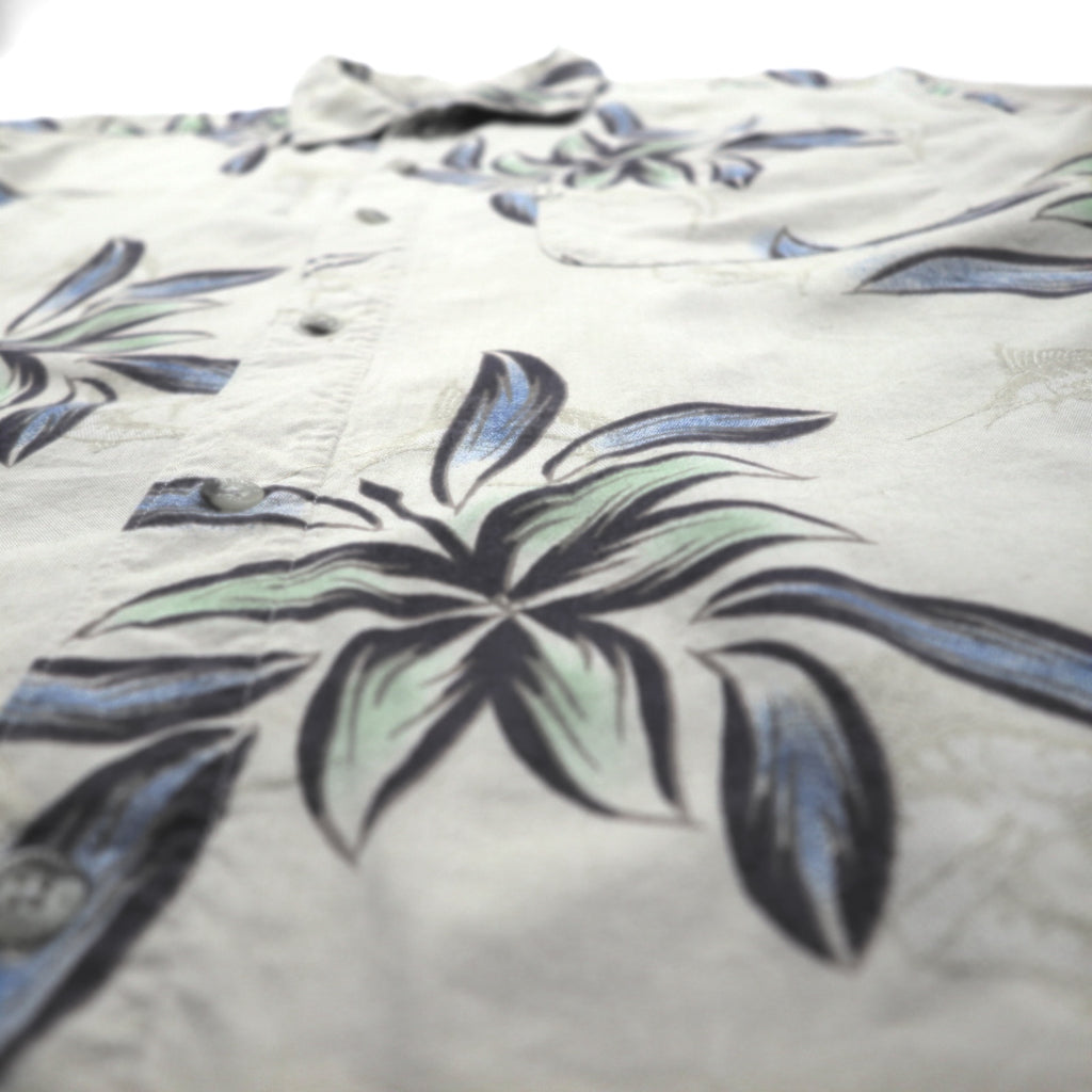 Columbia Aloha Shirt, All-Over Print, Short Sleeve, Size L, Beige, Hibiscus, Fishing, FM7086