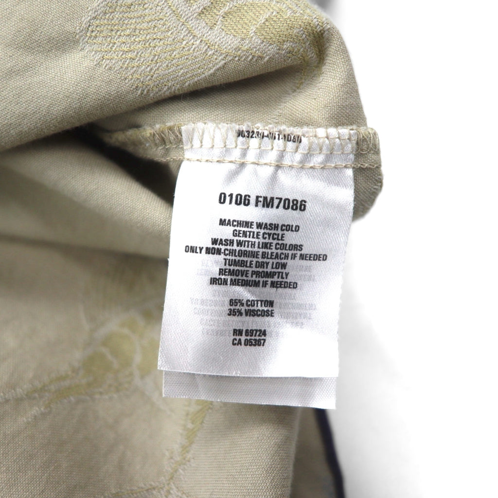 Columbia Aloha Shirt, All-Over Print, Short Sleeve, Size L, Beige, Hibiscus, Fishing, FM7086
