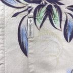 Columbia Aloha Shirt, All-Over Print, Short Sleeve, Size L, Beige, Hibiscus, Fishing, FM7086