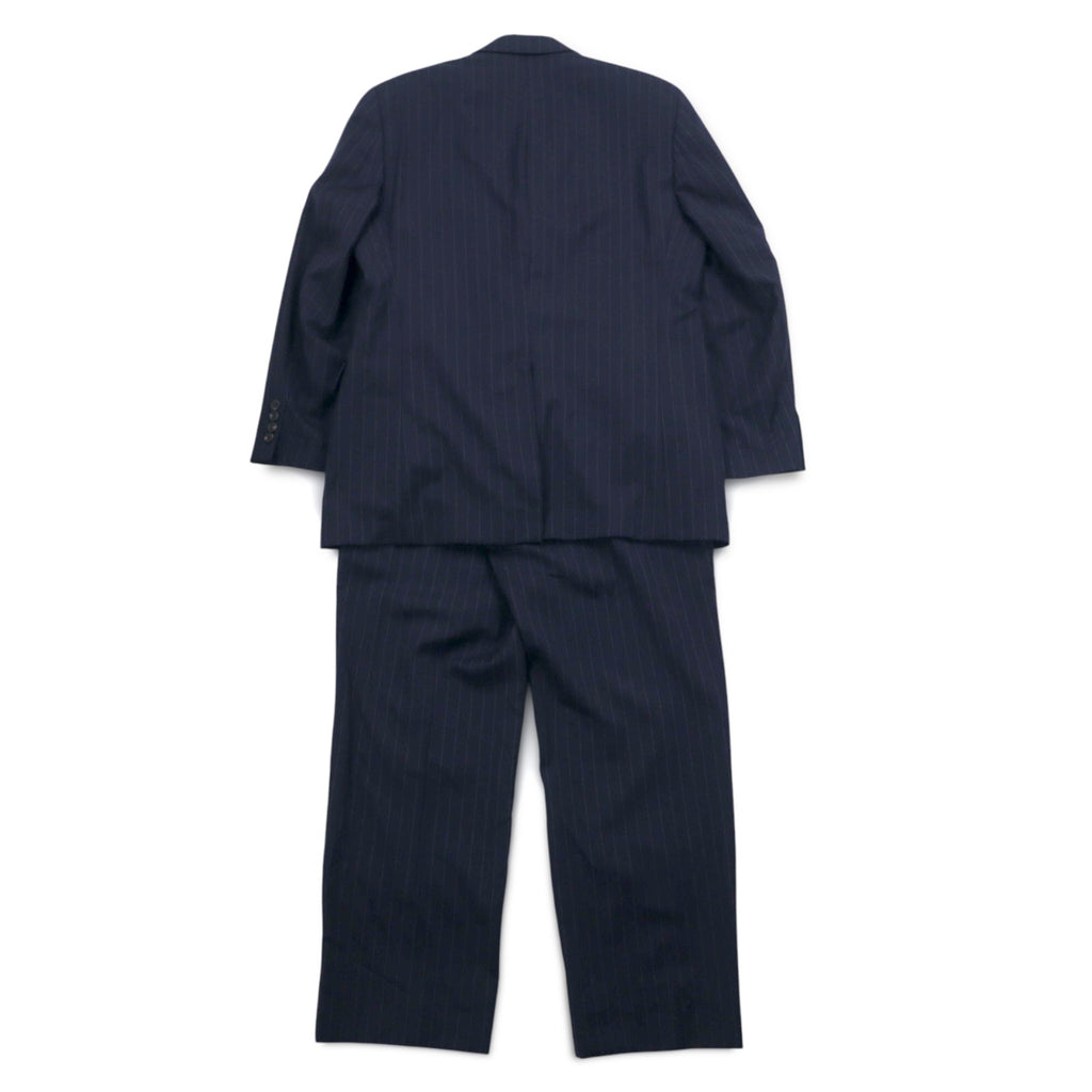 LAUREN RALPH LAUREN カナダ製 90年代 2B スーツ セットアップ L ネイビー ストライプ ウール