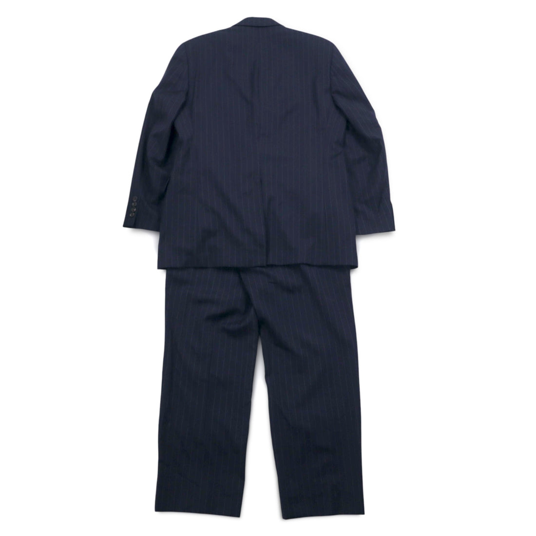 LAUREN RALPH LAUREN カナダ製 90年代 2B スーツ セットアップ L ネイビー ストライプ ウール