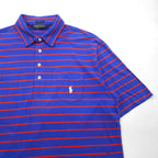 POLO GOLF RALPH LAUREN ピマコットン ボーダー ポロシャツ L ブルー オレンジ VINTAGE LISLE ポケット スモールポニー刺繍 ペルー製