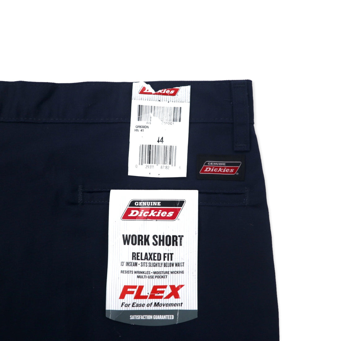 Dickies Relaxed Fit Work Shorts, Size 44, Navy, Polyester, Cotton, FLEX, Made in Honduras, Unused