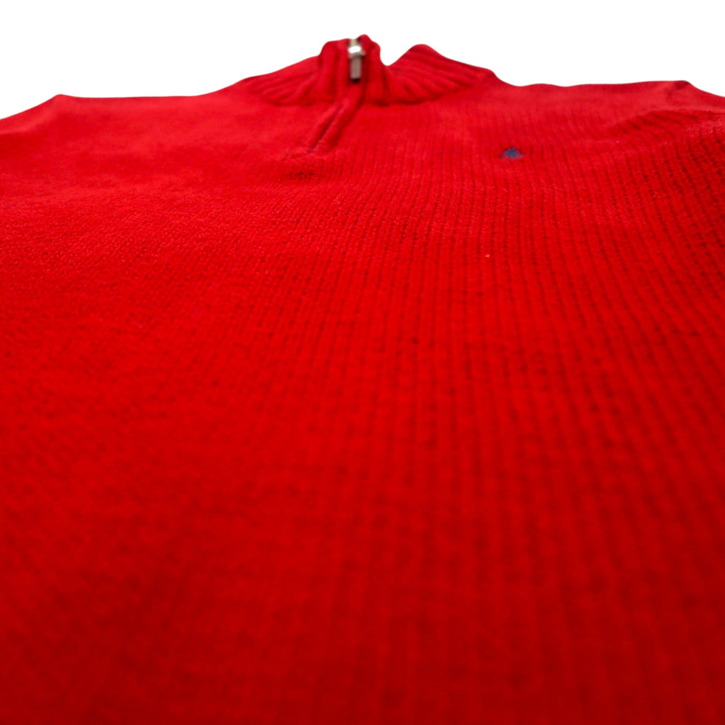 Polo by Ralph Lauren 90s Half-Zip Knit Sweater, Medium, Red, Cotton, Small Pony Embroidery