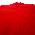 Polo by Ralph Lauren 90s Half-Zip Knit Sweater, Medium, Red, Cotton, Small Pony Embroidery