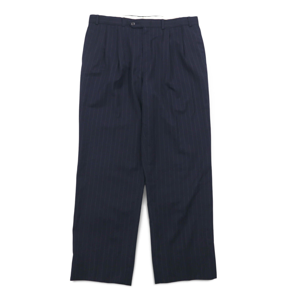 LAUREN RALPH LAUREN カナダ製 90年代 2B スーツ セットアップ L ネイビー ストライプ ウール