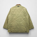 NAUTICA Quilted Jacket, Size L, Beige, Check Lining, Corduroy Collar, Padded, Smart Fabric Technology, Snap Buttons, Zipper Closure