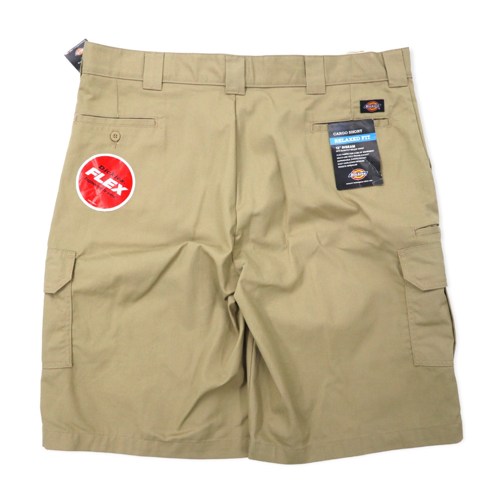 Dickies Relaxed Fit Cargo Shorts, Size 42, Beige, Polyester, Cotton, FLEX, Made in Nicaragua, Unused