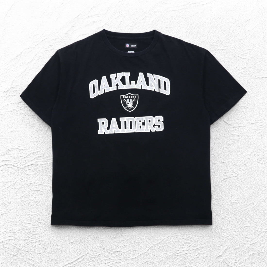 NFL TEAM APPAREL PRINT T-SHIRT L BLACK OAKLAND RAIDERS MADE IN EL SALVADOR