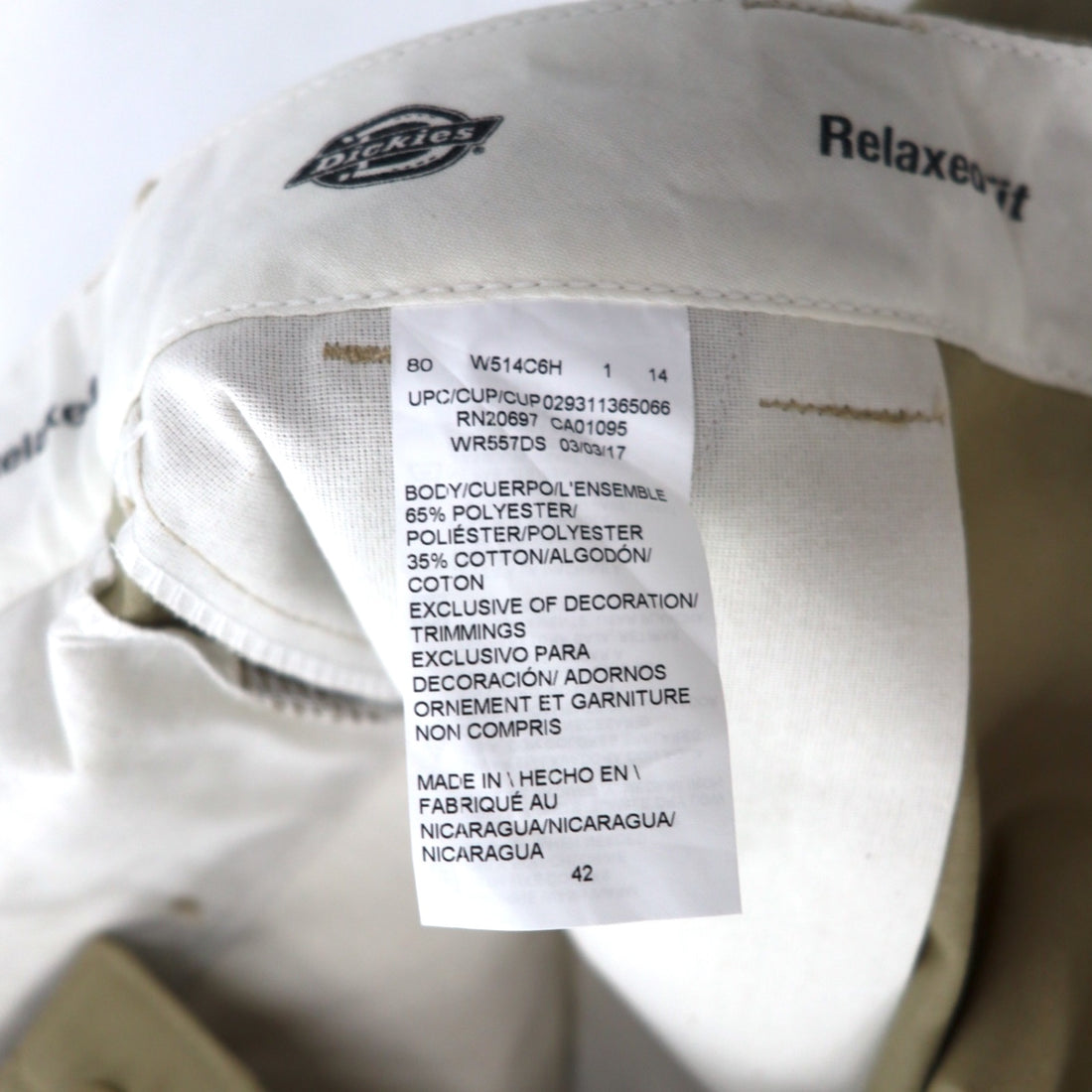 Dickies Relaxed Fit Cargo Shorts, Size 42, Beige, Polyester, Cotton, FLEX, Made in Nicaragua, Unused