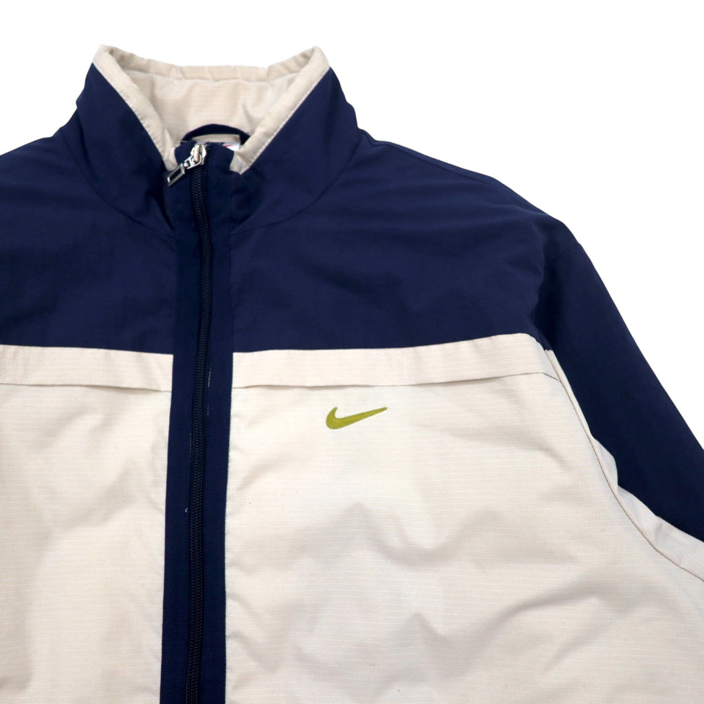 NIKE Insulated Jacket Ripstop Nylon Jacket XL Beige Filled with Polyester Swoosh Logo Embroidery