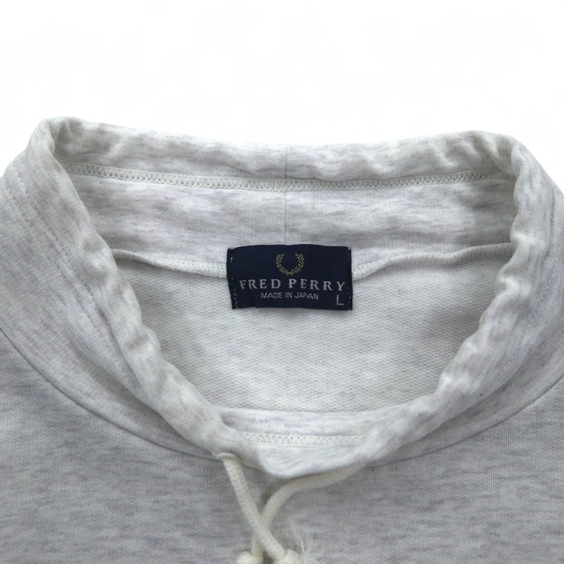 FRED PERRY 90s Drawstring High Neck Sweatshirt L Gray Bottle Neck Made in Japan