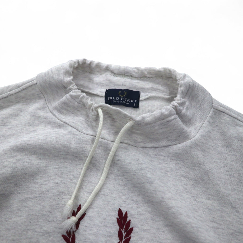 FRED PERRY 90s Drawstring High Neck Sweatshirt L Gray Bottle Neck Made in Japan