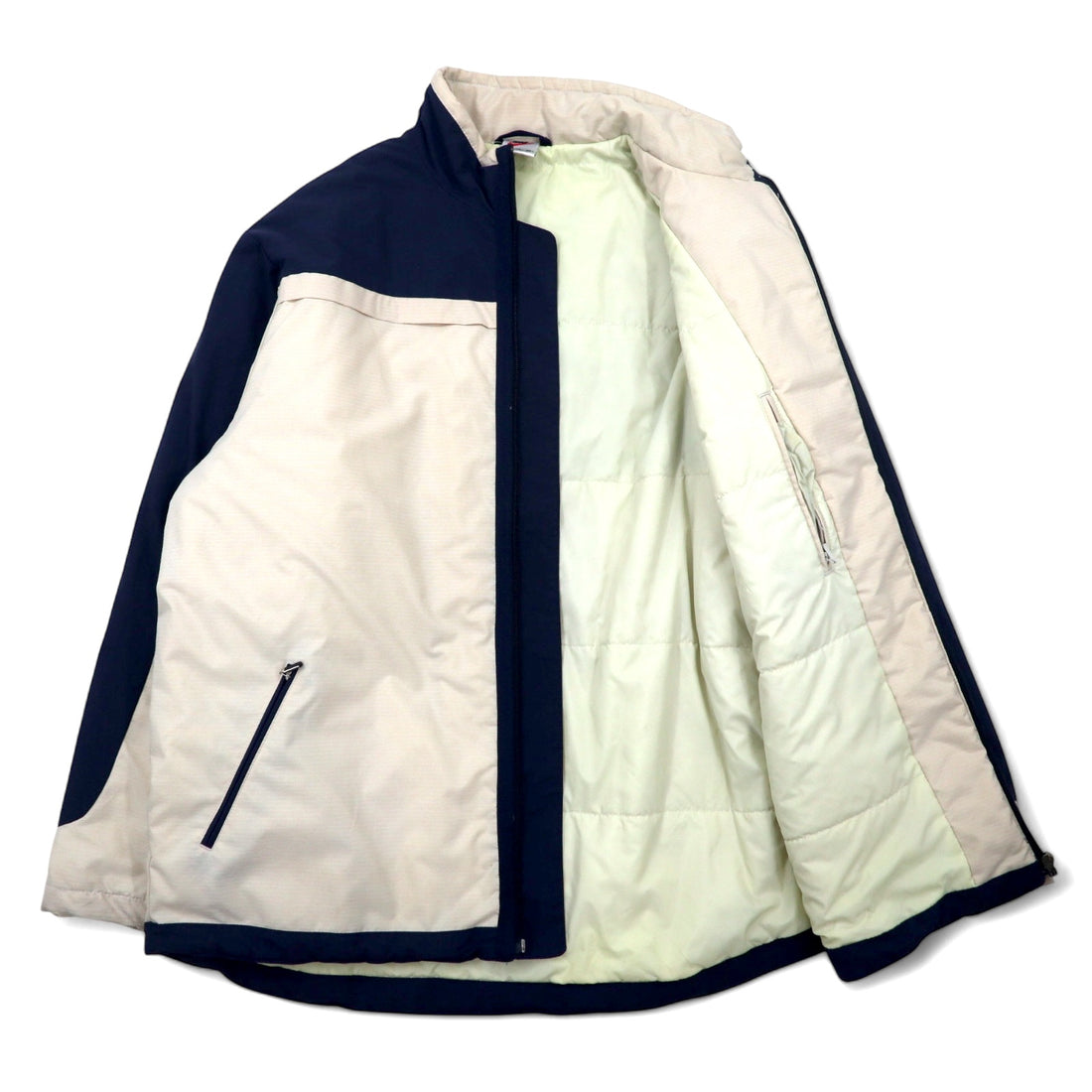 NIKE Insulated Jacket Ripstop Nylon Jacket XL Beige Filled with Polyester Swoosh Logo Embroidery
