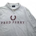 FRED PERRY 90s Drawstring High Neck Sweatshirt L Gray Bottle Neck Made in Japan