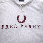 FRED PERRY 90s Drawstring High Neck Sweatshirt L Gray Bottle Neck Made in Japan