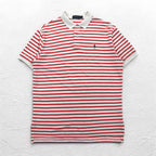 POLO RALPH LAUREN ボーダー ポロシャツ L ホワイト オレンジ コットン スモールポニー刺繍