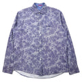 日本然リトテ-古着オンライン-Paul Smith 花柄 ドレスシャツ M ブルー コットン ワンポイントロゴ 刺繍-Paul Smith Floral Dress Shirt M Blue Cotton One Point Logo Embroidery