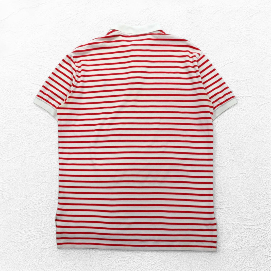 POLO RALPH LAUREN ボーダー ポロシャツ L ホワイト オレンジ コットン スモールポニー刺繍