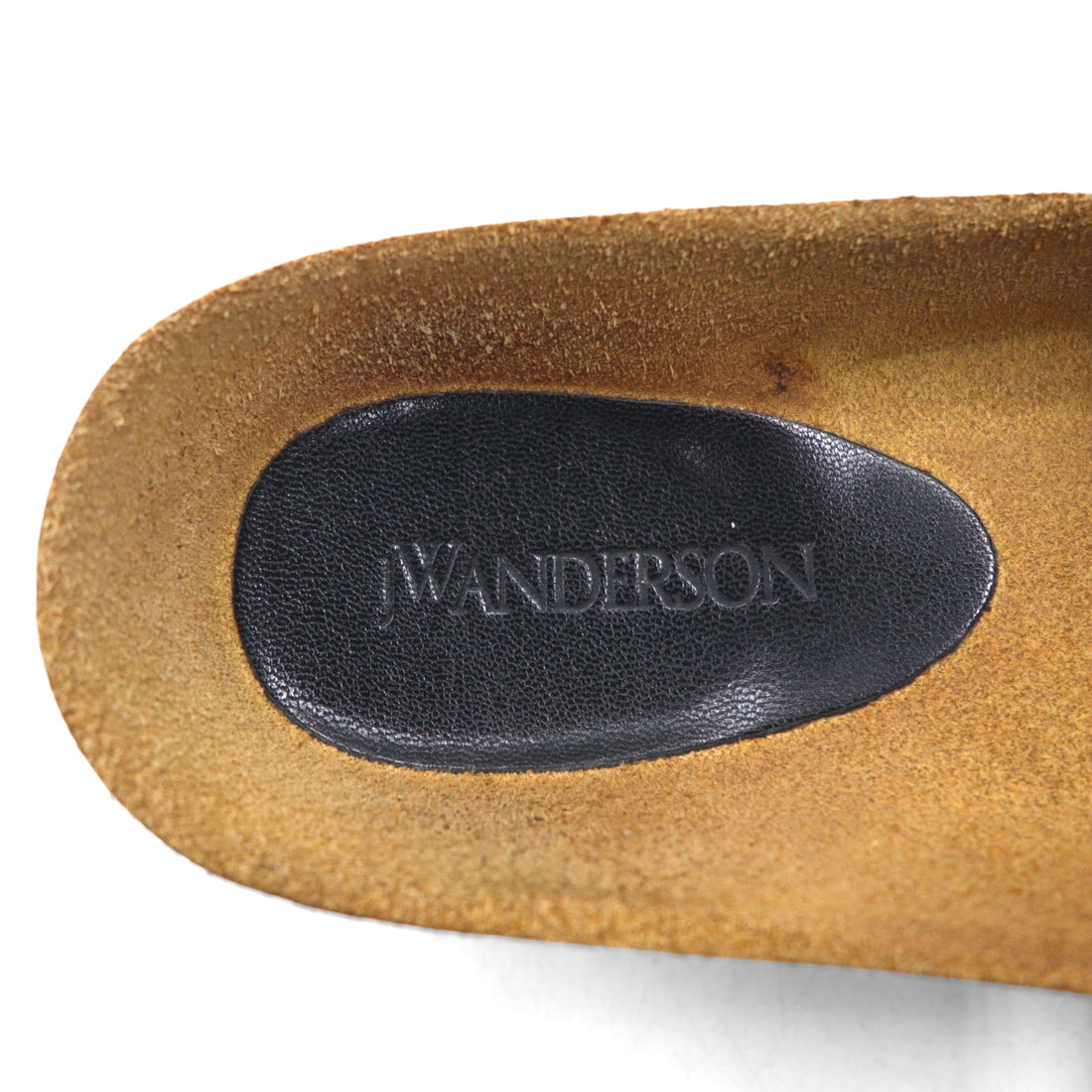 JW ANDERSON Gold Chain Slide Sandals, Sizes 26-26.5cm, Black Metal and Leather