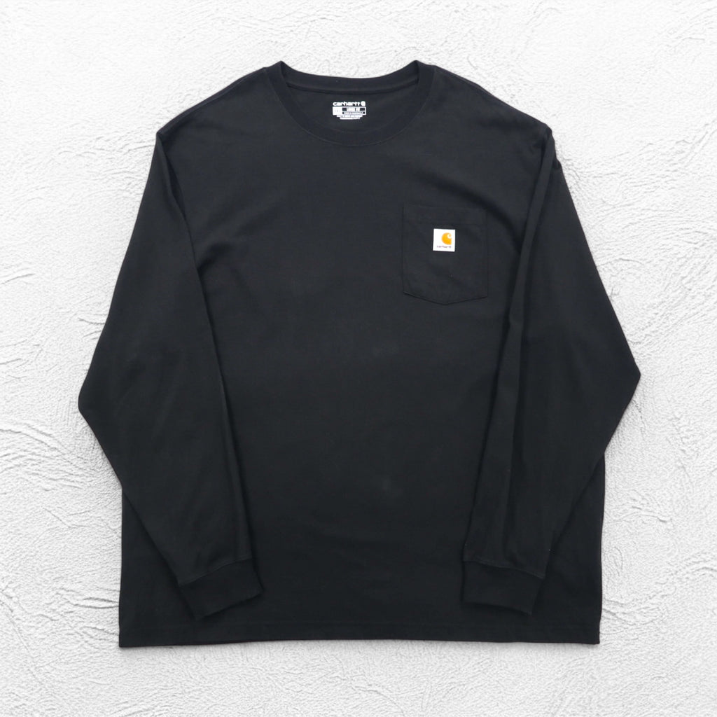 carhartt ルーズフィット ポケット付き ロングスリーブ Tシャツ ロンT 2XL LOOSE FIT ブラック K126 グアテマラ製