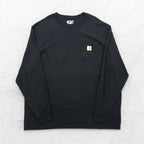 carhartt ルーズフィット ポケット付き ロングスリーブ Tシャツ ロンT 2XL LOOSE FIT ブラック K126 グアテマラ製