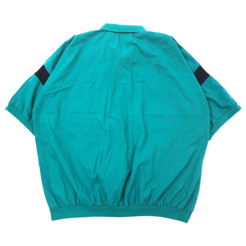 90s STREET SCENES Mixed Material Switching Design Polo Shirt 2XLT Green Cotton
