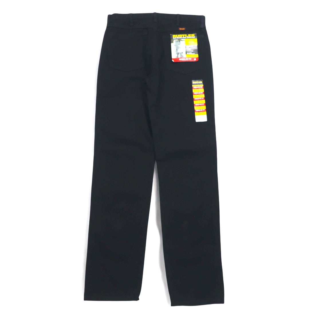 RUSTLER (Wrangler) Straight Jeans Denim Pants M Black Regular Fit 87619CB Made in Mexico Unused