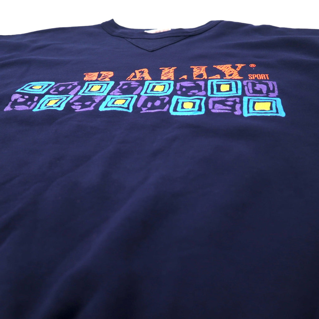 RALLY SPORT Logo Print Sweatshirt M Navy Cotton Double Sided Print