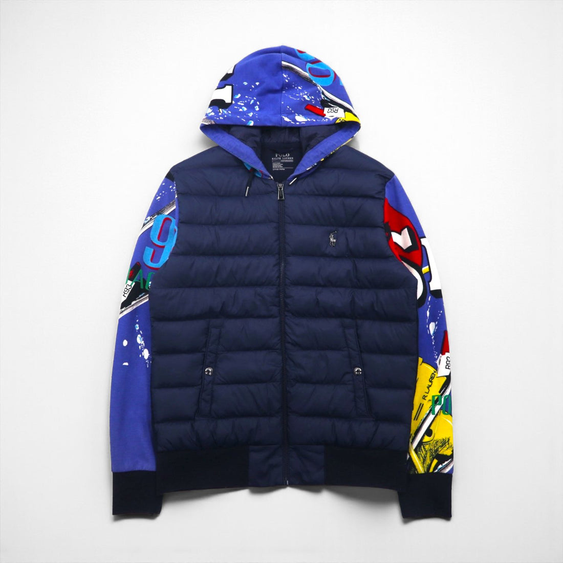 Polo Ralph Lauren Hybrid Performance Down Jacket, Size M, Navy, Quilted, with Button-Down Detail