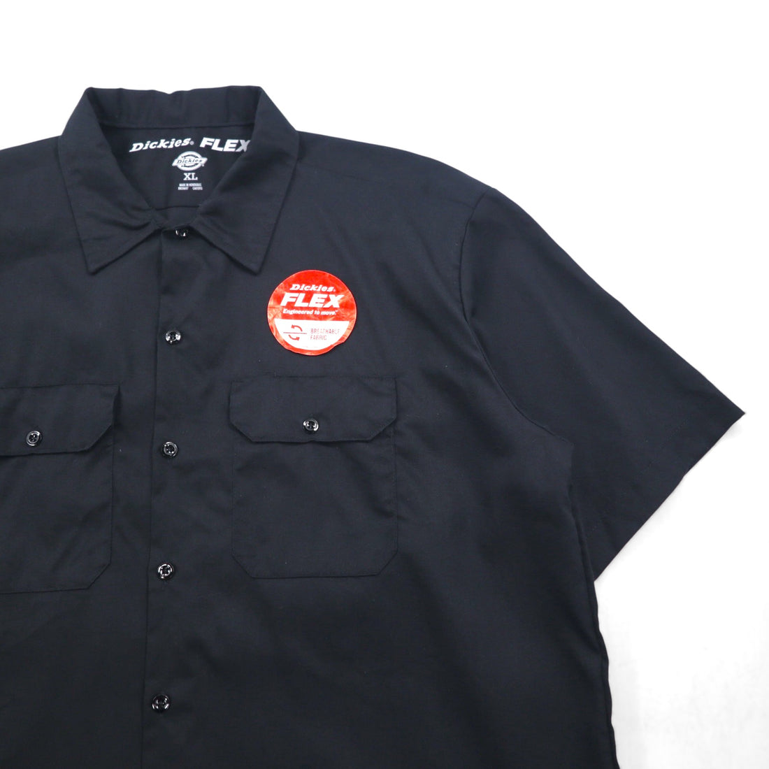 Dickies FLEX Short Sleeve Work Shirt, XL, Black, Polyester/Cotton, WS675, Unused