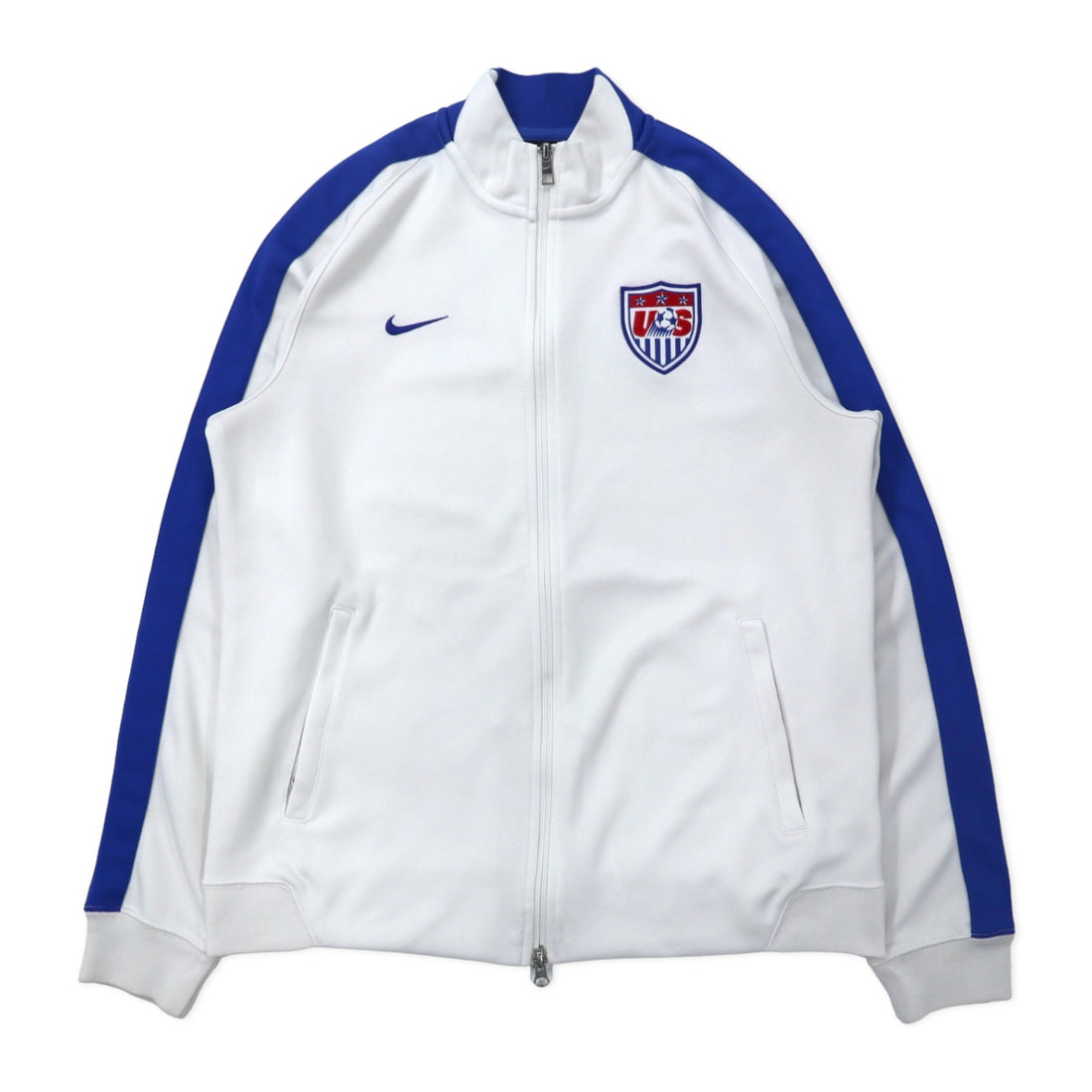 日本然リトテ-古着オンライン-NIKE トラックジャケット ジャージ L ホワイト ポリエステル サイドライン ダブルジップ USAモデル N98 USA USMNT Authentic Mens Soccer Track Jacket 589862-100-NIKE Track Jacket Jersey L White Polyester Sideline Double Zip USA Model N98 USA USMNT Authentic Mens Soccer Track Jacket 589862-100