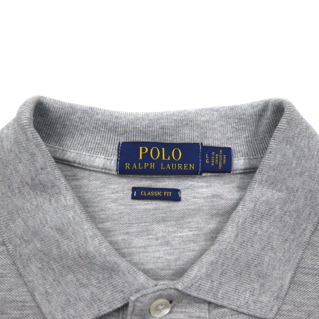 POLO RALPH LAUREN Classic Fit Polo Shirt, Size L, Gray Cotton, Pique with Small Pony Embroidery